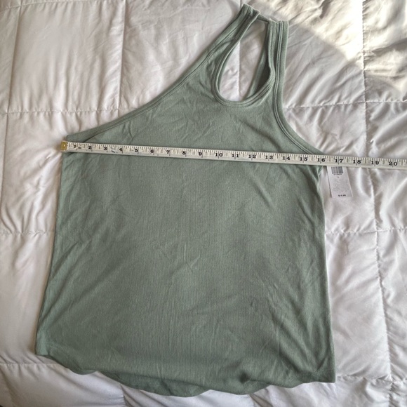 Women's Sage Green Asymmetrical Tank Top - Picture 2 of 7